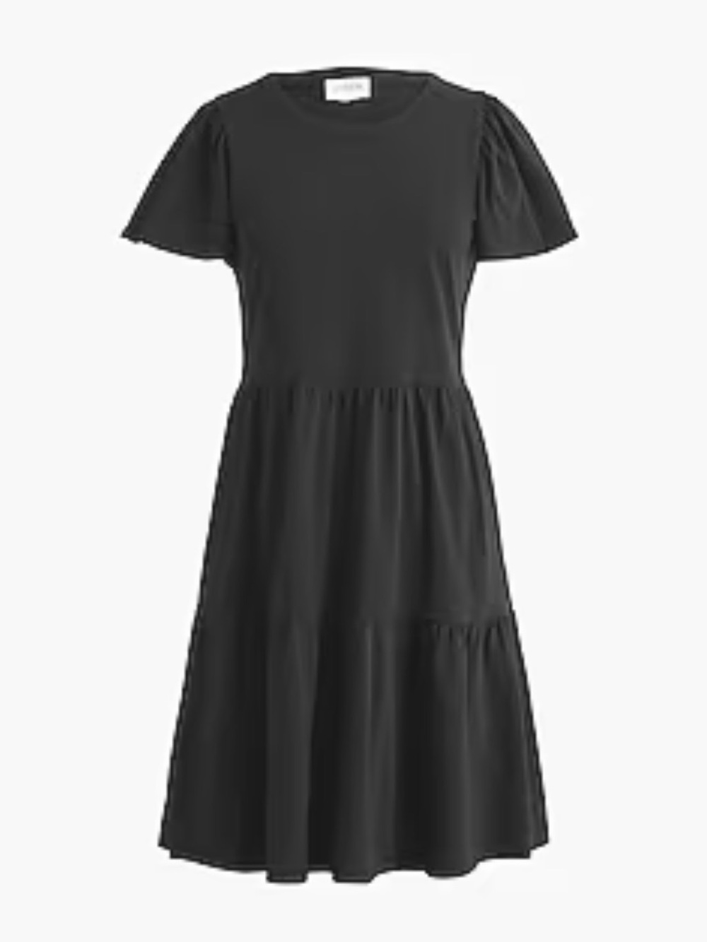 J CREW Knit tiered flutter sleeve mini dress in Black Size XL